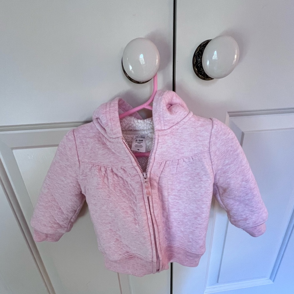 Carters Sherpa fleece lined hooded sweater 6-9 months